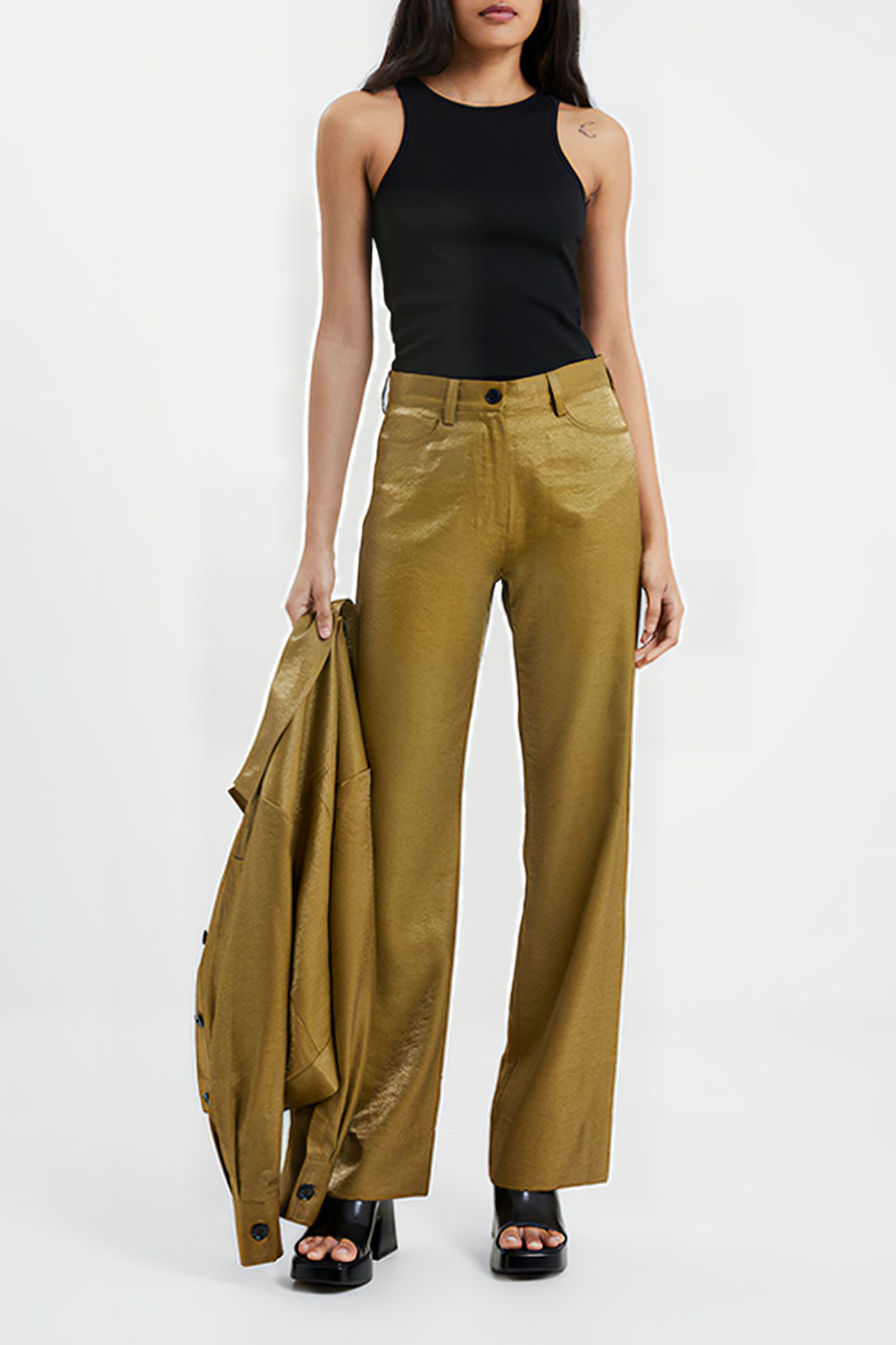 CAMMIE SHIMMER TROUSERS BROWN 7