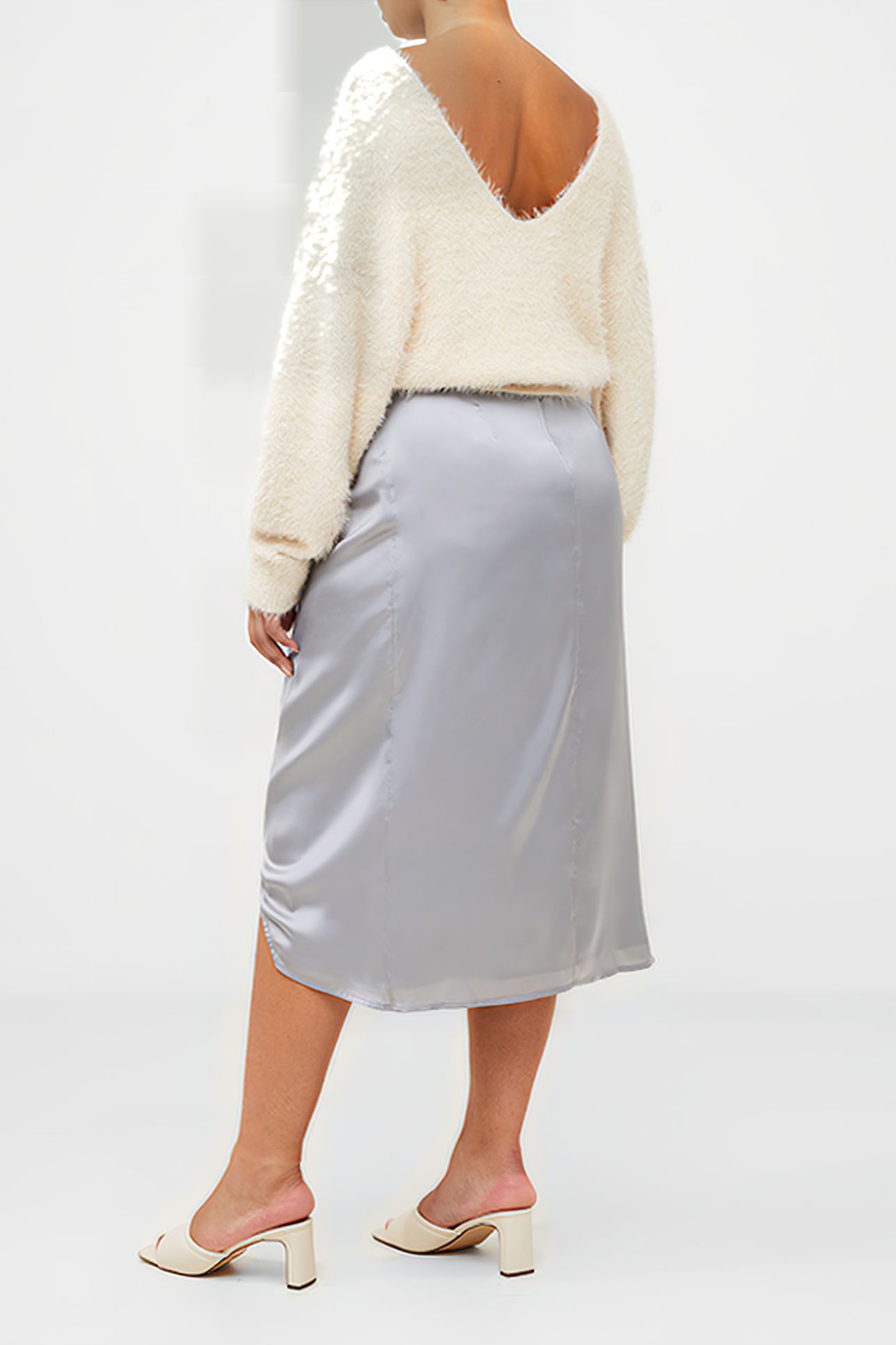 INU SATIN MIDI WRAP SKIRT 4
