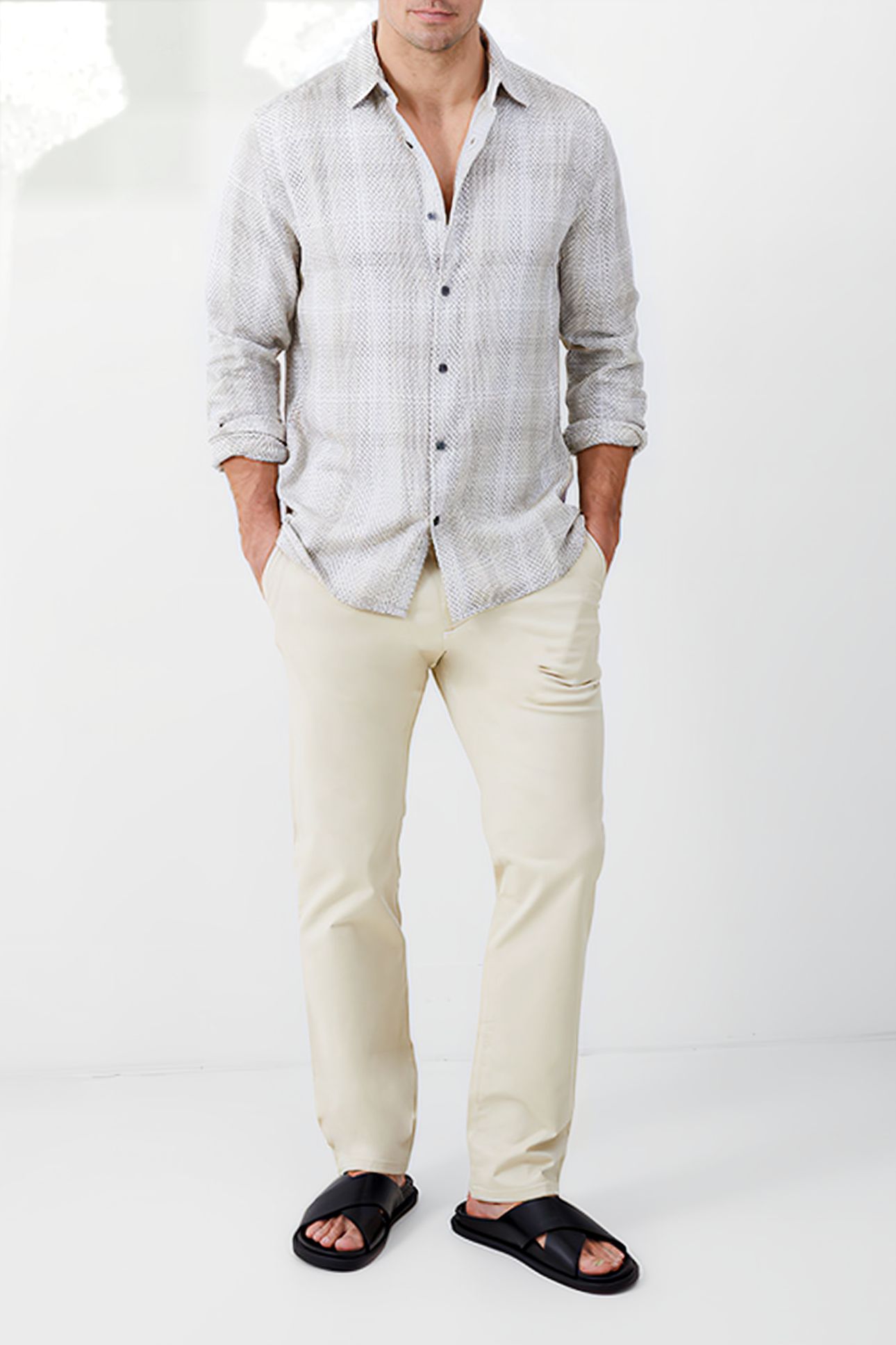 BARROW DOBBY LS SHIRT BROWN 2