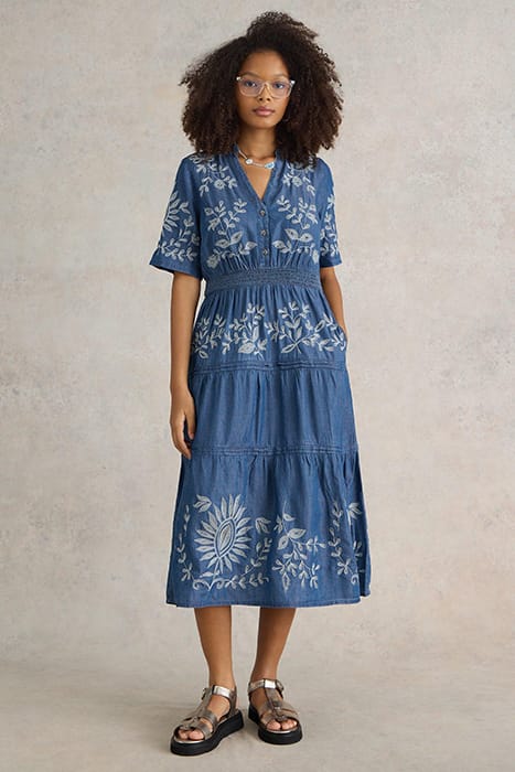 ISLA EMBROIDERED DENIM DRE LIGHT DENIM 1