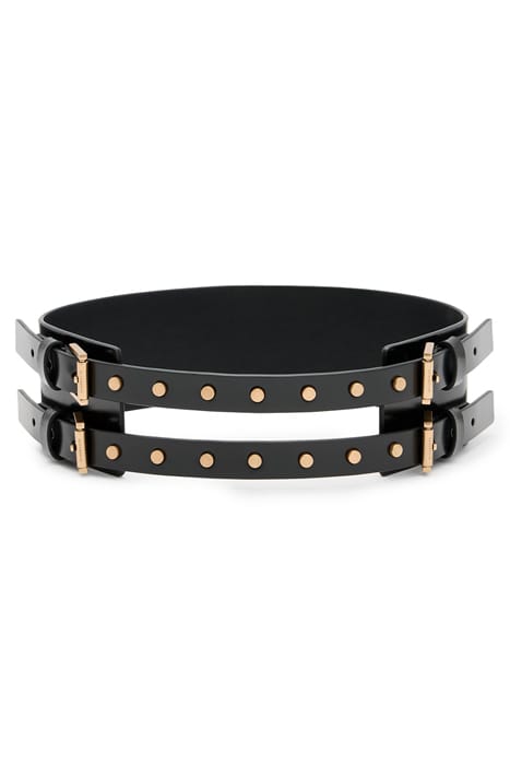 ELODIE DOUBLE BELT BLACK/WARM BRASS 4