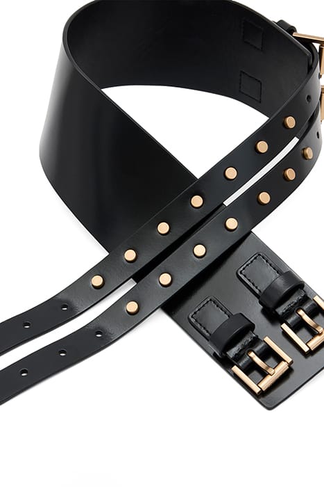 ELODIE DOUBLE BELT BLACK/WARM BRASS 5