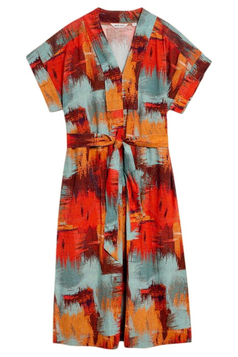 MARIANNE LINEN BLEND DRESS ORANGE PRINT 1