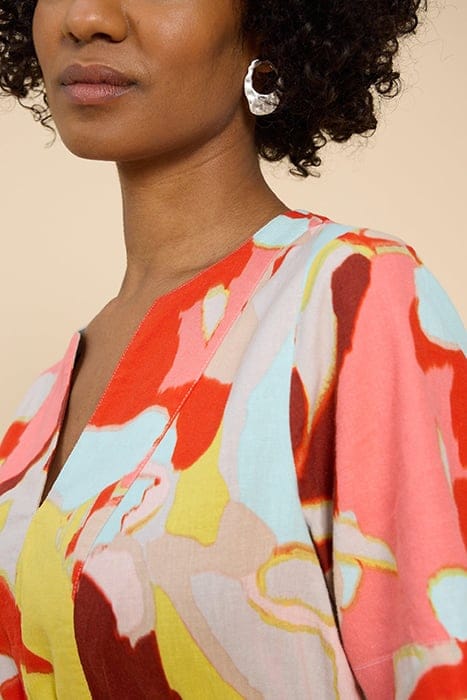 JAMIE LINEN BLEND DRE ORANGE PRINTED 5
