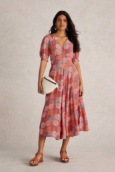 HAZEL BIAS CUT DRE PINK PRINTED 1