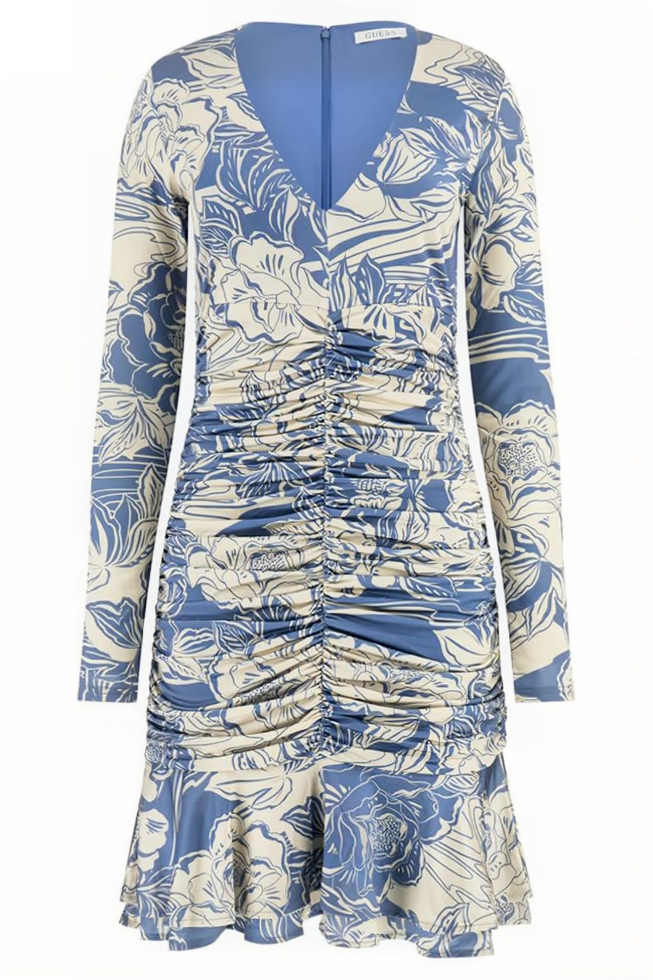 GUESS ECO LS LILLIAN DRESS ROSE RIVER PRINT BLU 1