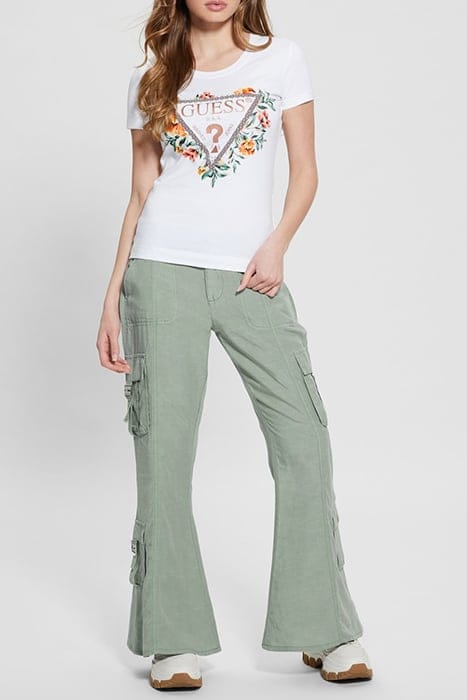 GUESS ECO SS CN TRIANGLE FLOWERS TEE PURE WHITE 3