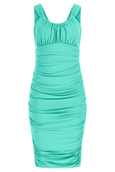 MARCIANO BY GUESS MARA GATHERED DRESS POMPOM GREEN 4