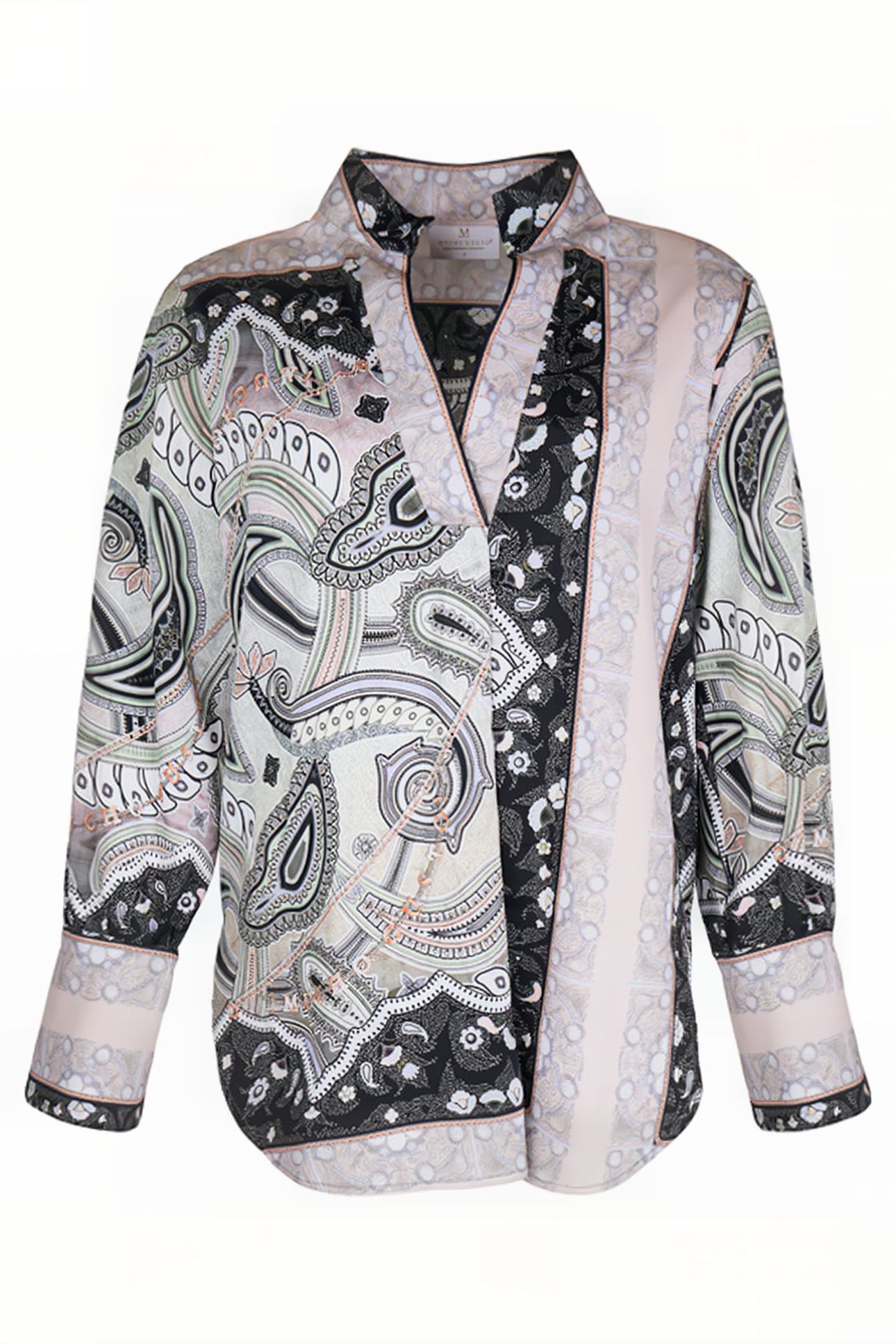 BLOUSE LIEGE BLACK AND SALMON 1