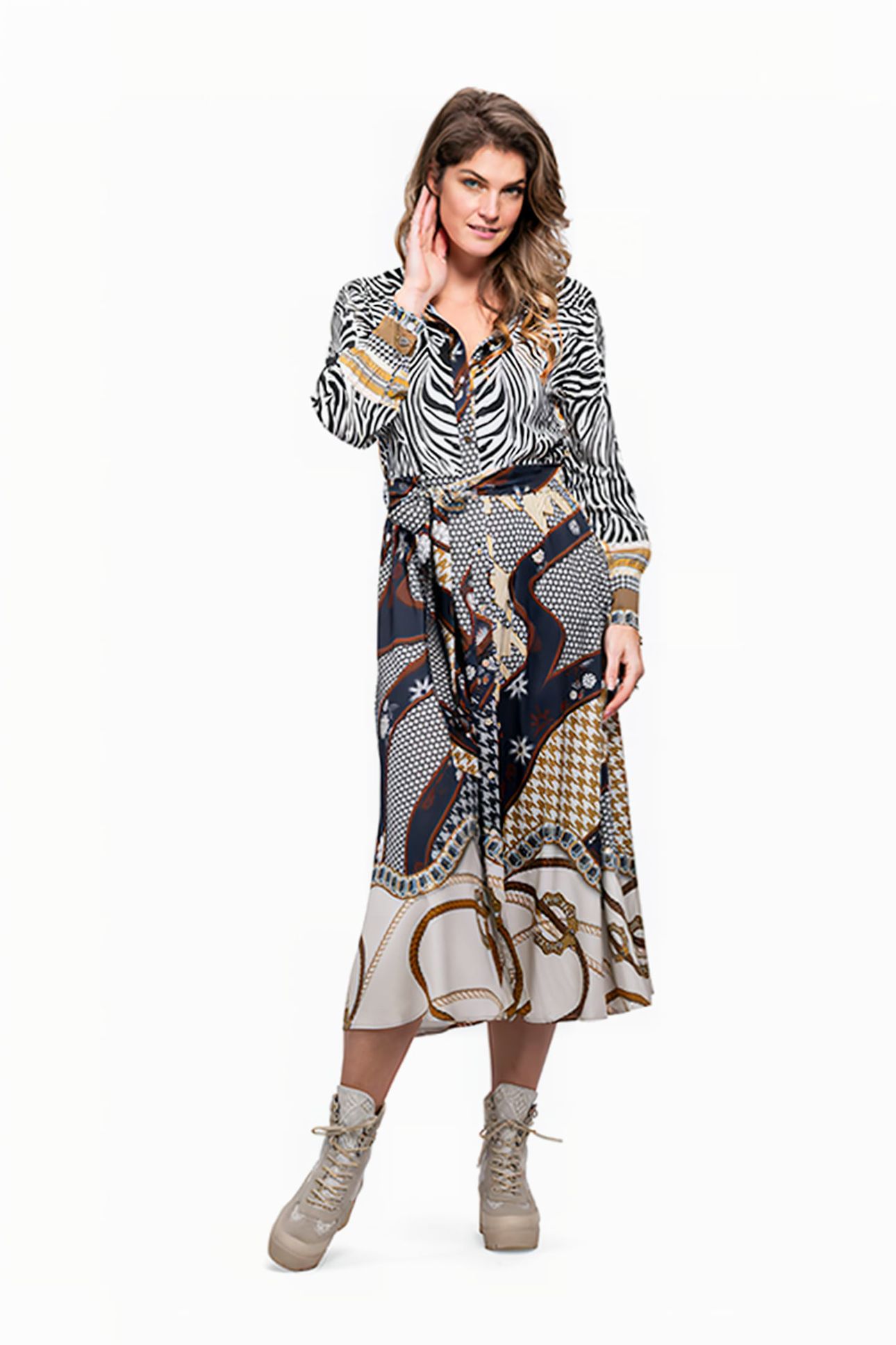 DRESS LOUVAIN LONG BLUE AND ZEBRA 1
