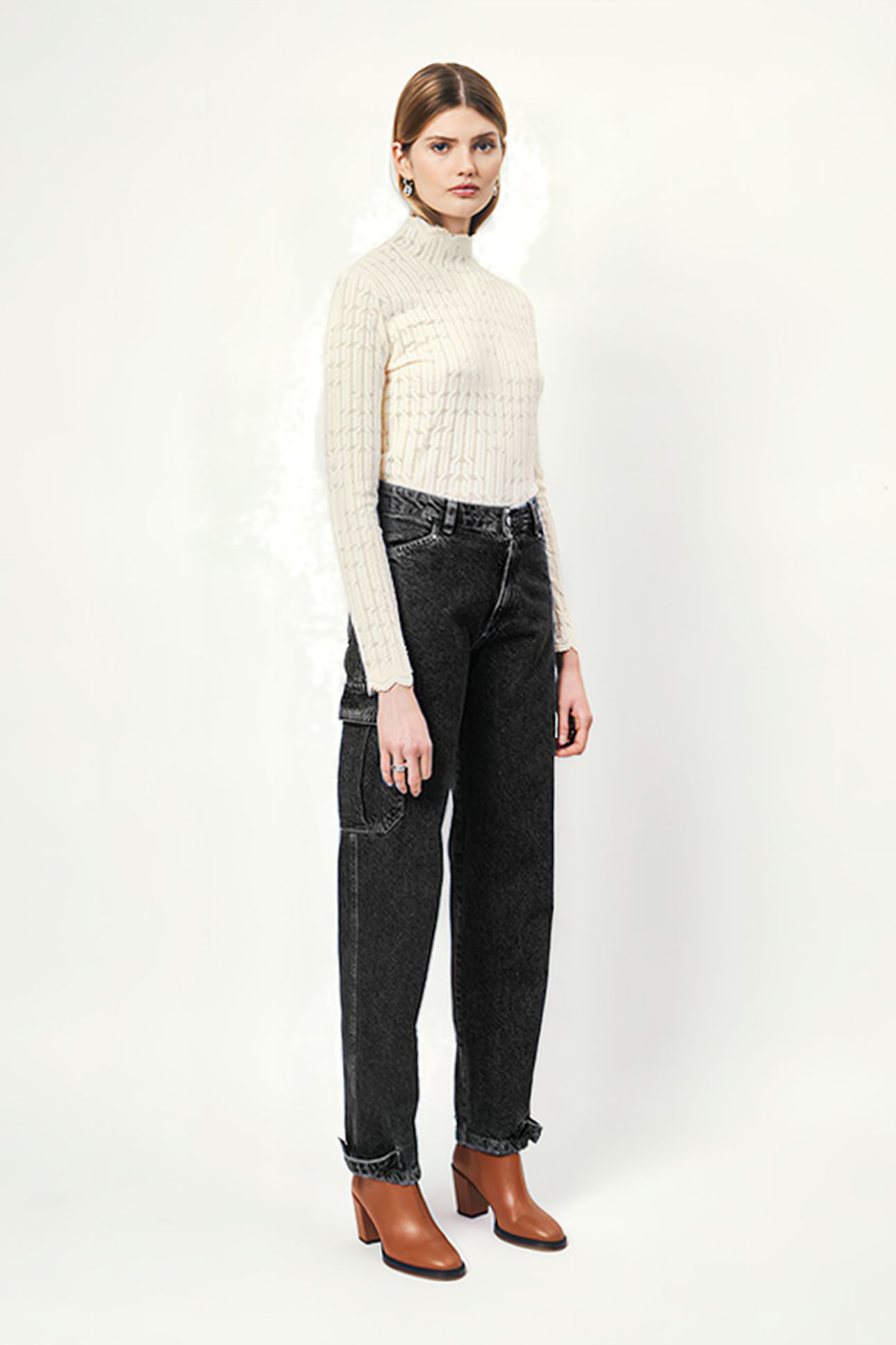 PRESTON CARGO JEANS WASHED BLACK 1