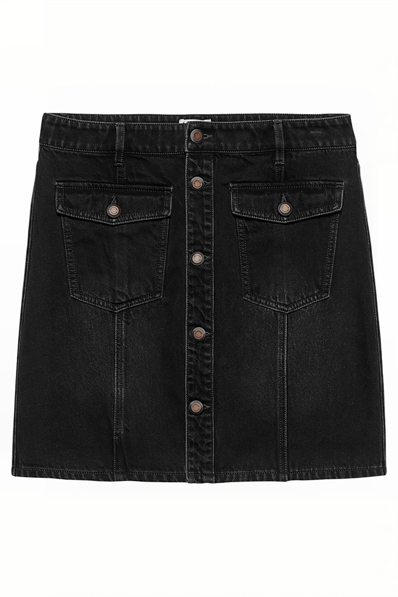 BUTTON UP DENIM SHORT SKIRT WASHED BLACK 4