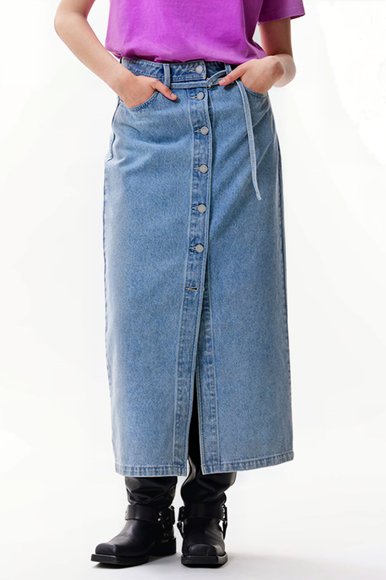 BUTTON UP DENIM SKIRT STARLIGHT BLUE 1