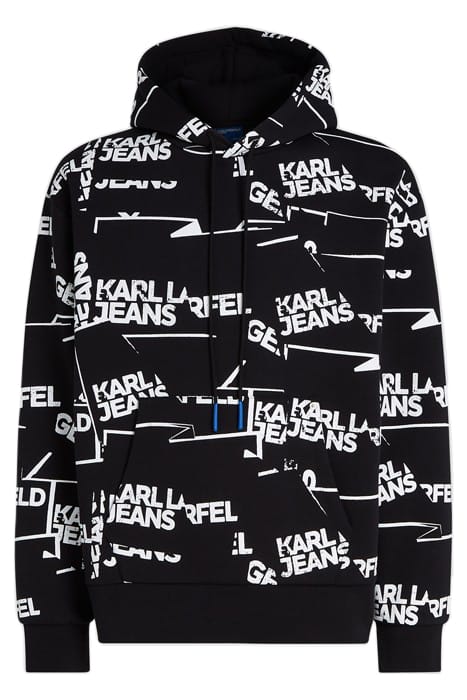 KLJ OVERSIZED AOP LOGO HOODIE BLACK WHITE 1