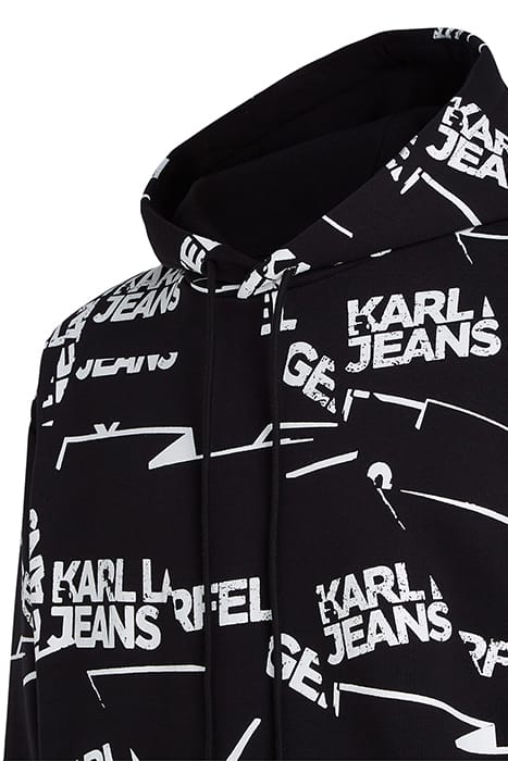 KLJ OVERSIZED AOP LOGO HOODIE BLACK WHITE 3