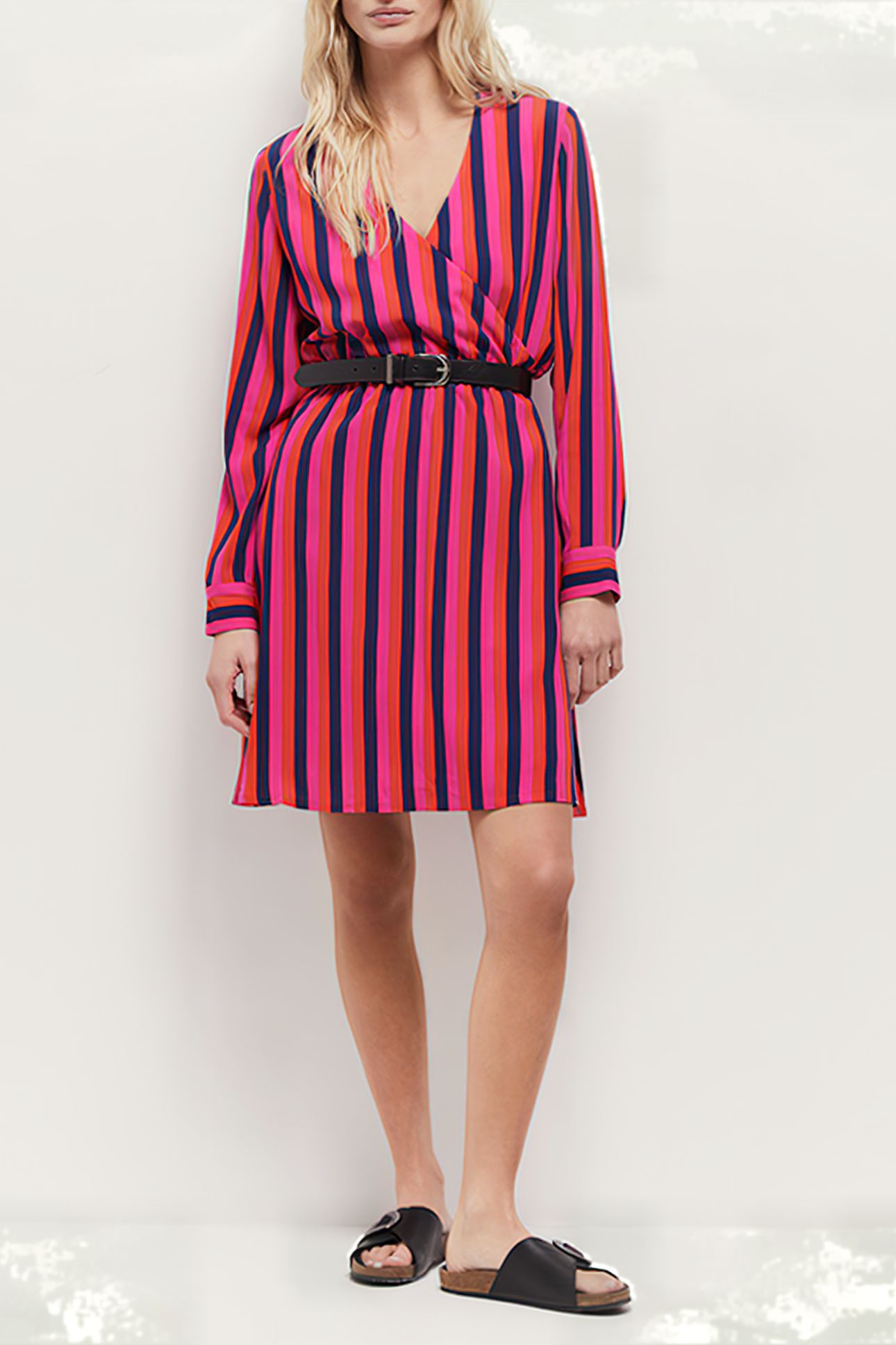 ROSA - NASTURTIUM WRAP DRESS WITH GRAPHIC LINES 2