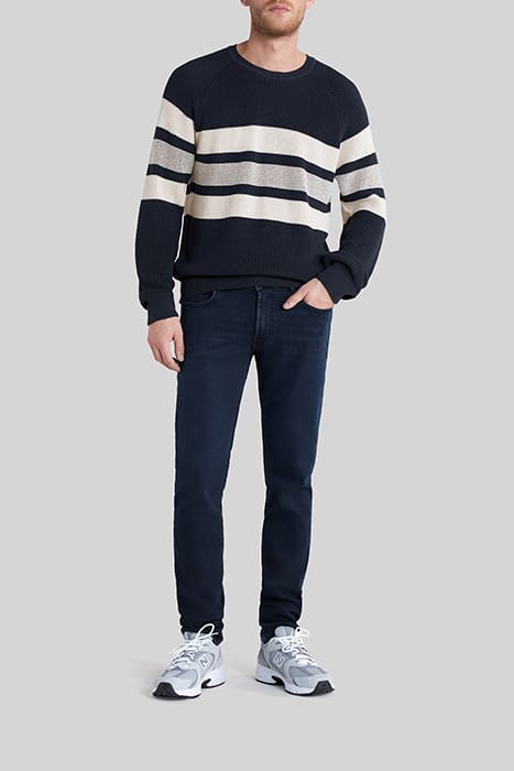 NAVY KNIT SWEATER WITH ECRU STRIPES 3