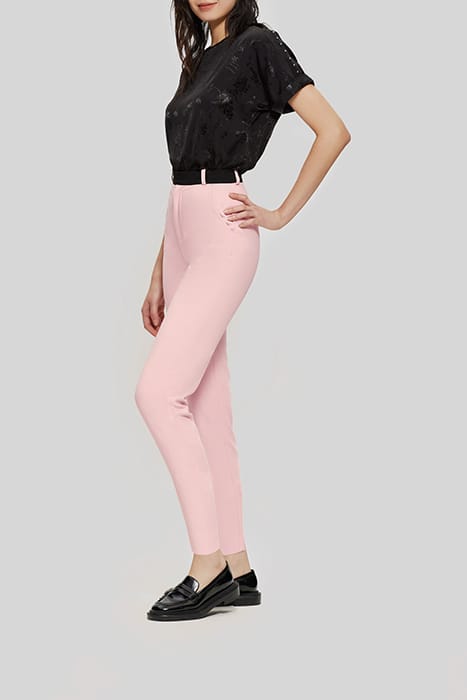 PINK CIGARETTE SUIT TROUSERS WITH BLACK BELT 5