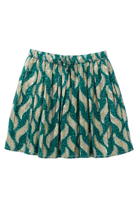 EMERALD SHORT SKIRT WITH GOLD LEAF PRINT 4