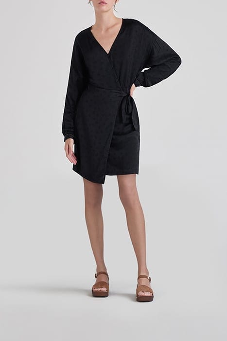 BLACK ROCK MOTIF JACQUARD WRAP DRESS 1