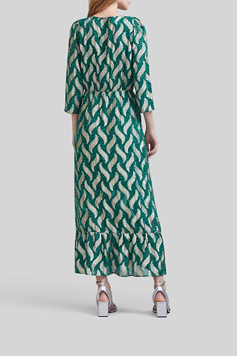 EMERALD LONG DRESS WITH GOLD LEAF PRINT 2