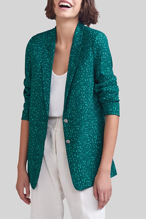 EMERALD RECYCLED SUIT JACKET WITH PEACOCK PRINT 1