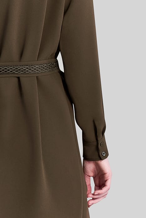 KHAKI RECYCLED DRESS WITH TONE-ON-TONE LACE PANEL 7