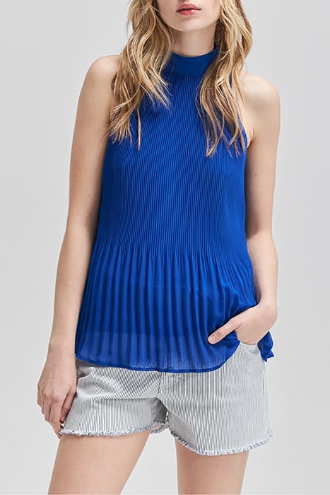 COBALT RECYCLED PLEATED TOP WITH AMERICAN ARMHOLES 1