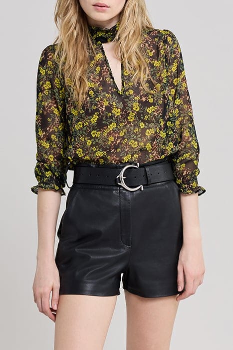 BLACK RECYCLED BLOUSE WITH FLORAL LEOPARD PRINT 1