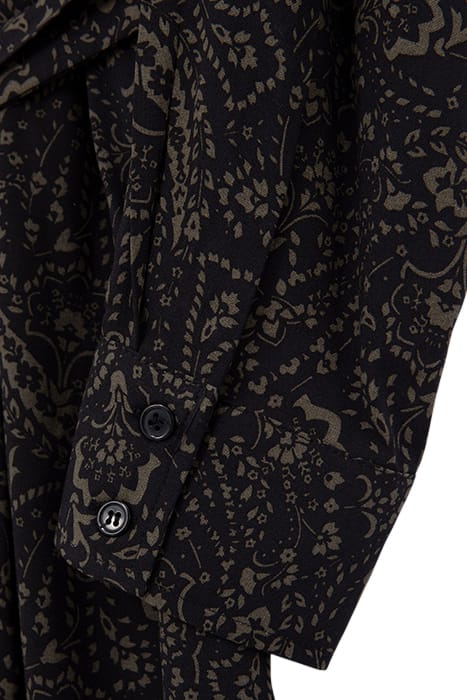 KHAKI LENZING™ ECOVERO™ FLORAL PAISLEY DRESS 7