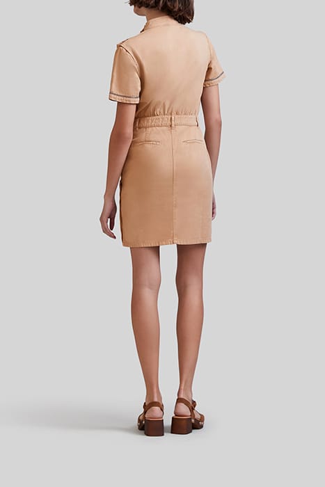 CAMEL DENIM DRESS, PRETTY BRAID, SIDE PRESS STUDS 3