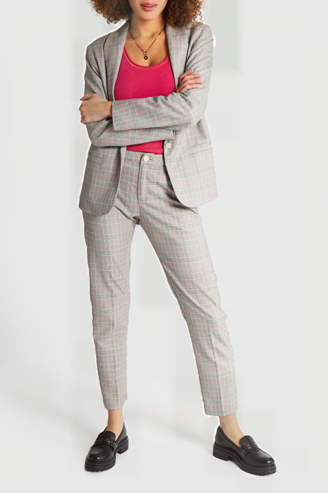 BEIGE CHECK SUIT TROUSERS 5