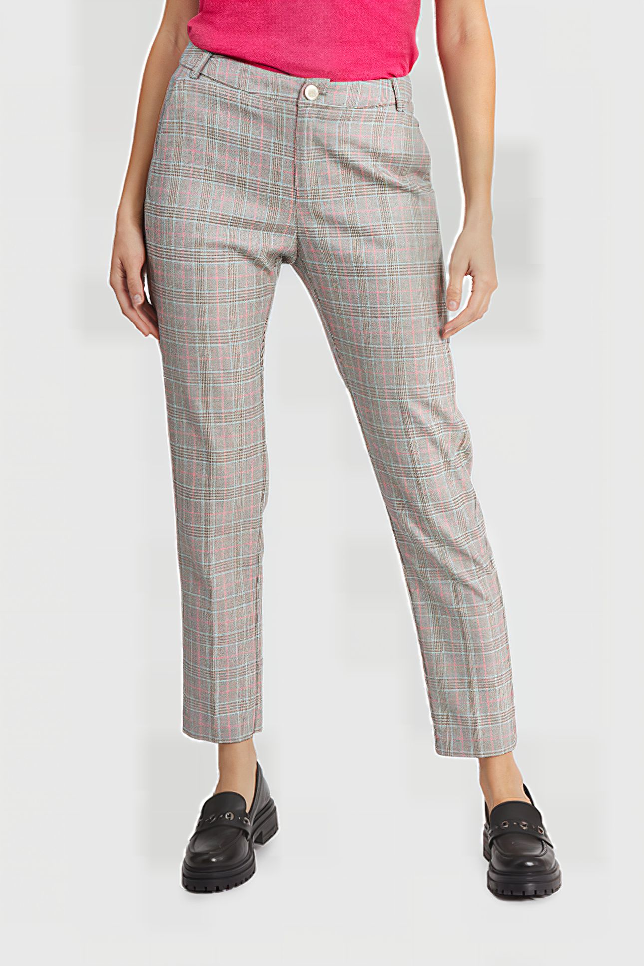 BEIGE CHECK SUIT TROUSERS 1