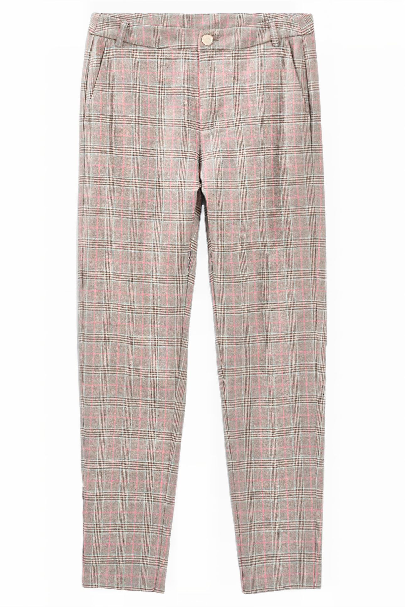 BEIGE CHECK SUIT TROUSERS 4