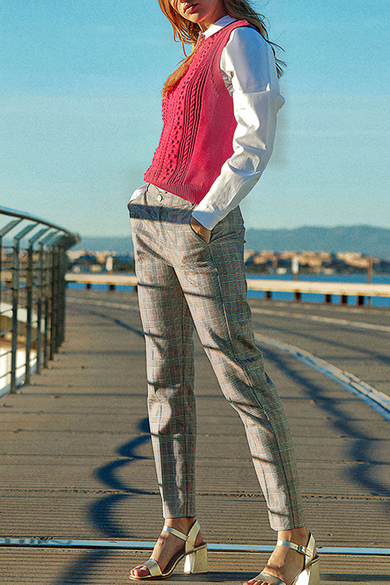 BEIGE CHECK SUIT TROUSERS 8