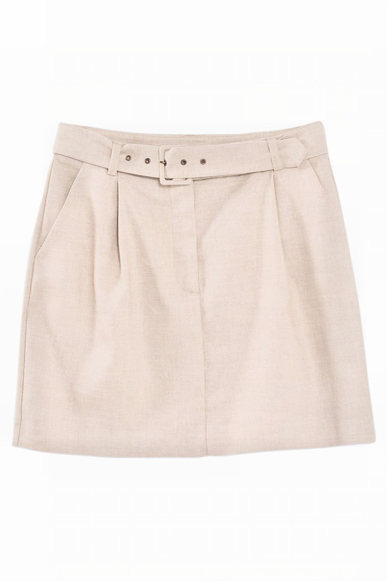 IRIDESCENT BEIGE LINEN-BLEND SUIT SKIRT 4