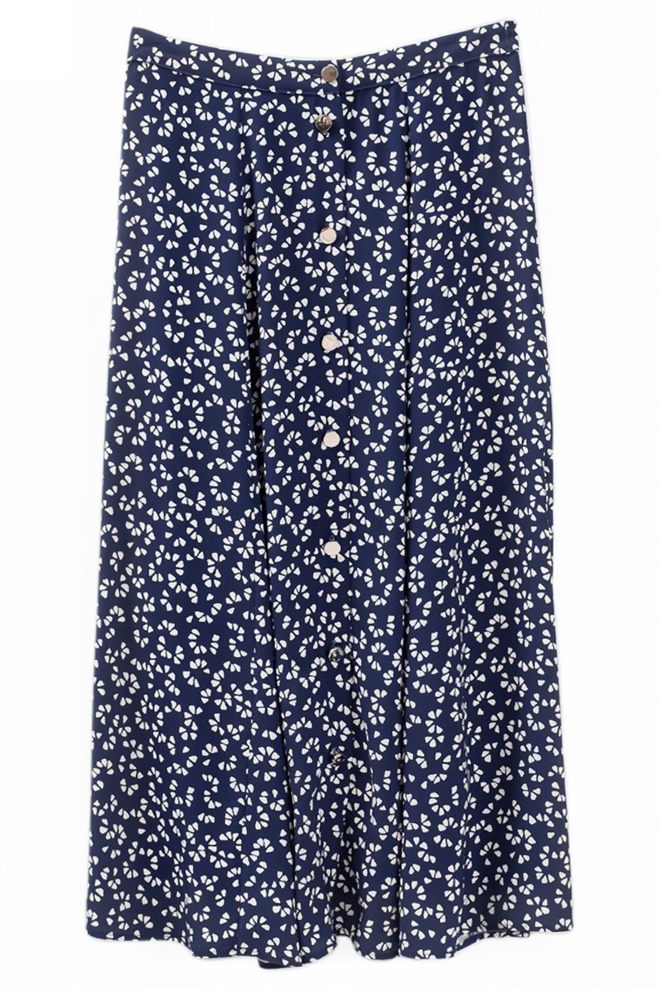NAVY GRAPHIC PRINT LONG SKIRT 4