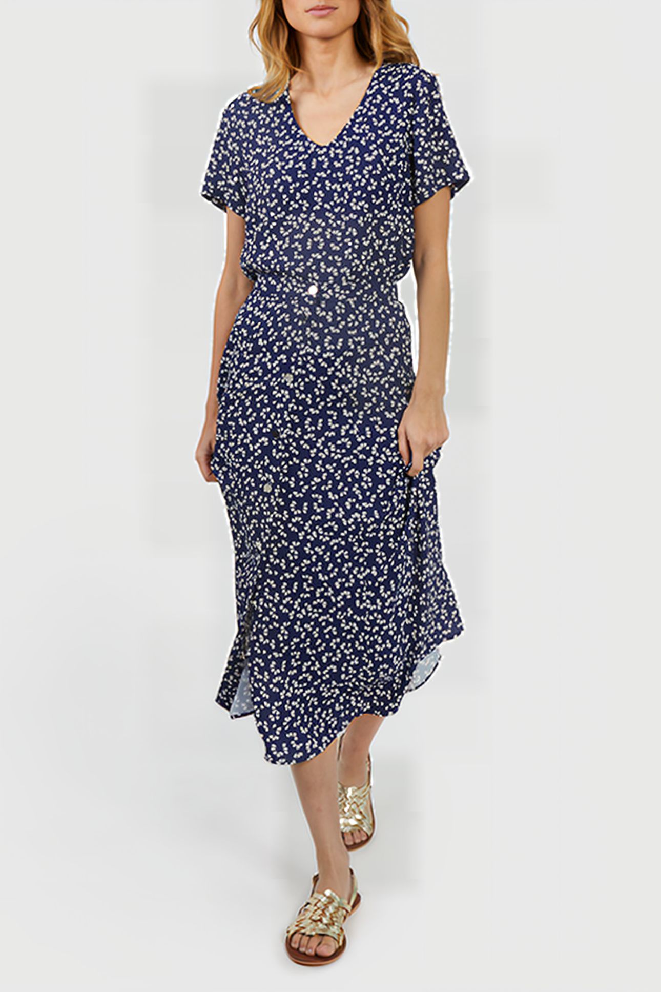 NAVY GRAPHIC PRINT LONG SKIRT 3