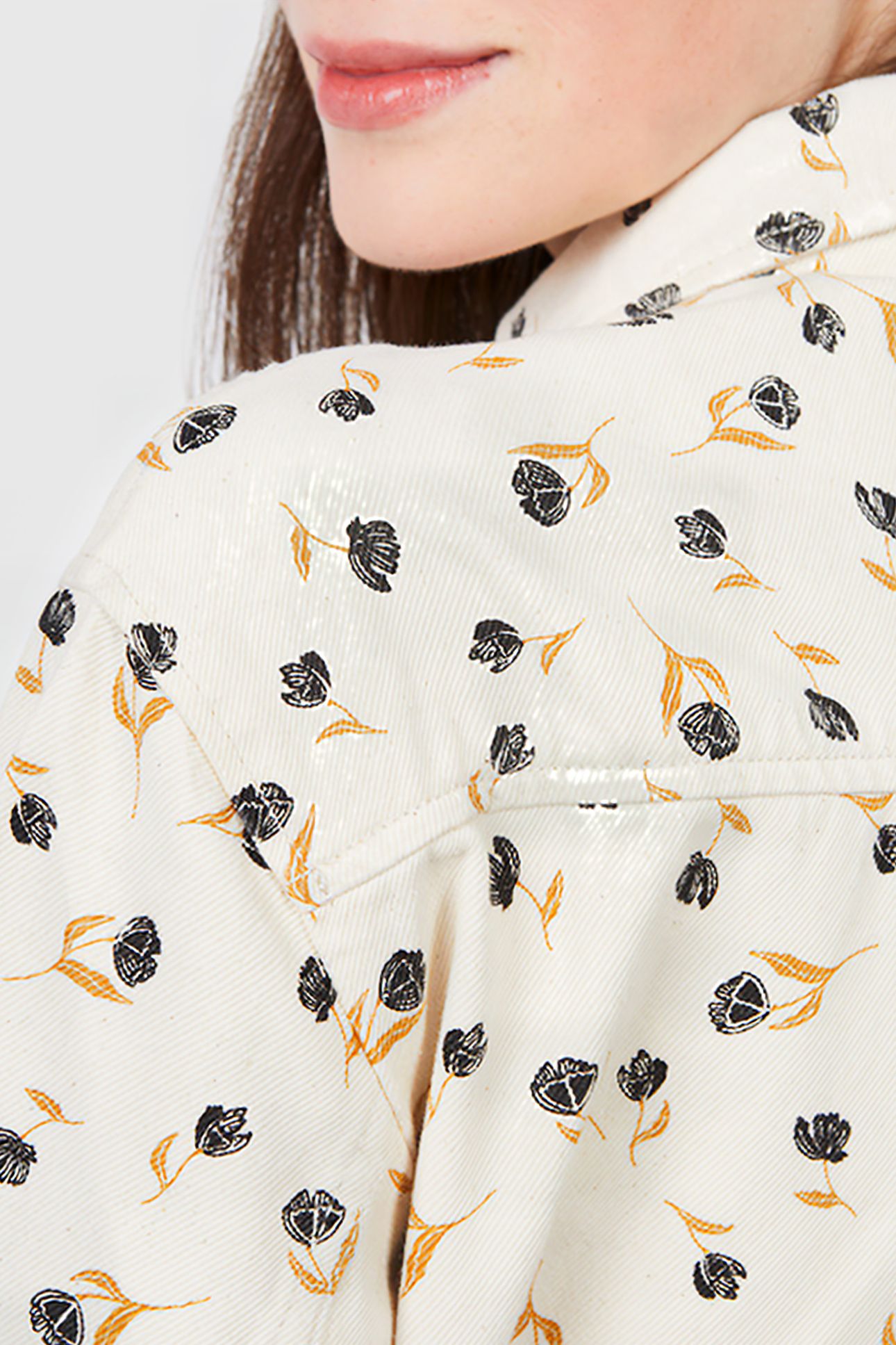 ECRU DENIM JACKET WITH ROCK MINI-FLOWER PRINT 4