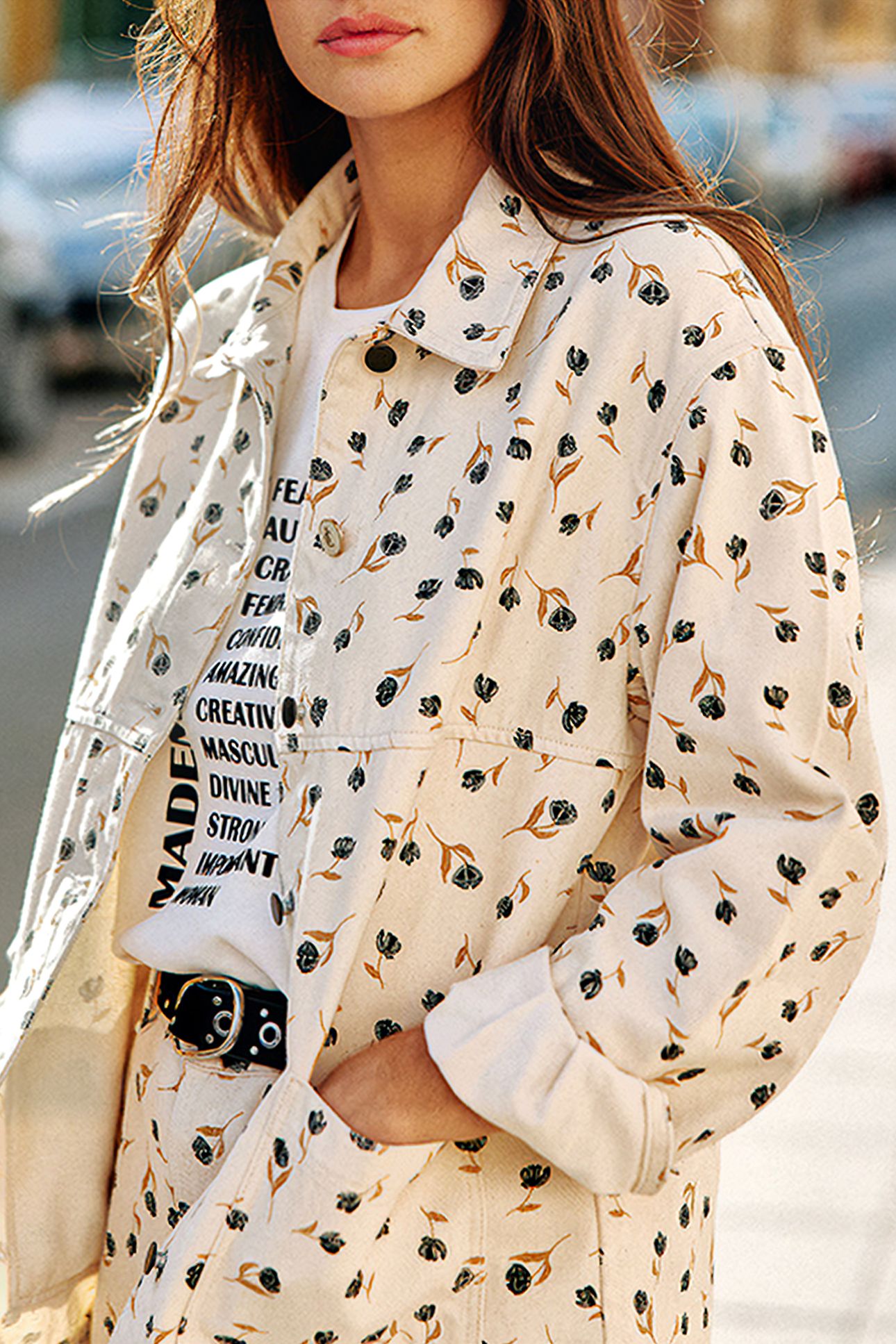 ECRU DENIM JACKET WITH ROCK MINI-FLOWER PRINT 6