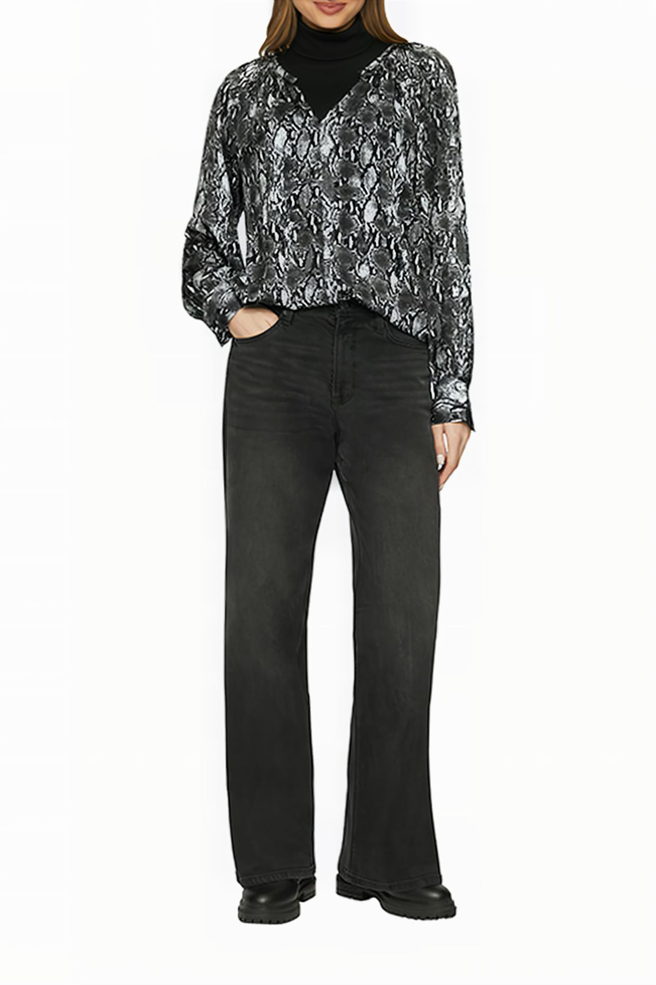 S.OLIVER BLOUSES GREY/BLACK 2