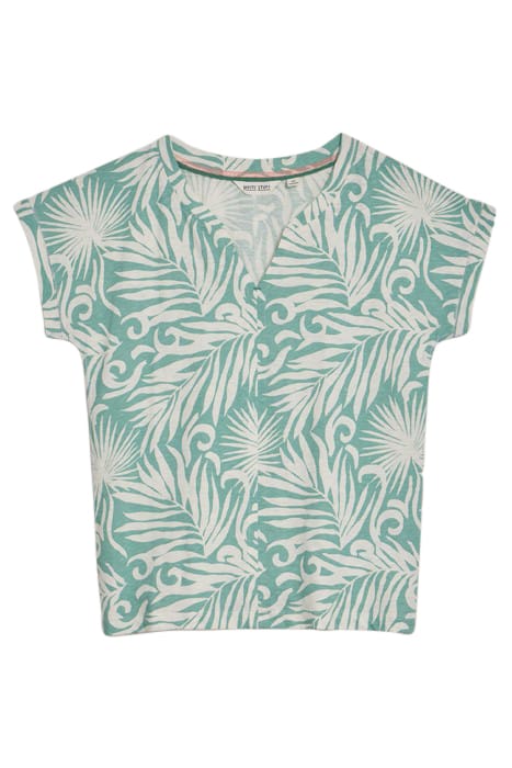 NELLY NOTCH NECK TEE TEAL PRINT 3