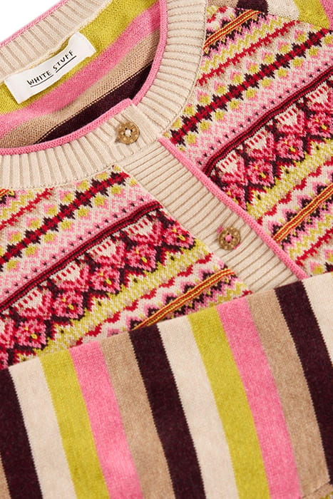LULU FAIRISLE CARDI PINK MULTI 6