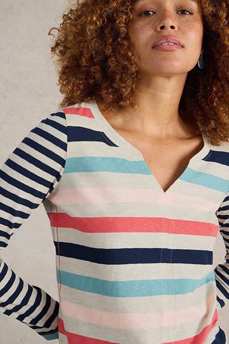 NELLY STRIPE LS TEE NATURAL MULTI 5
