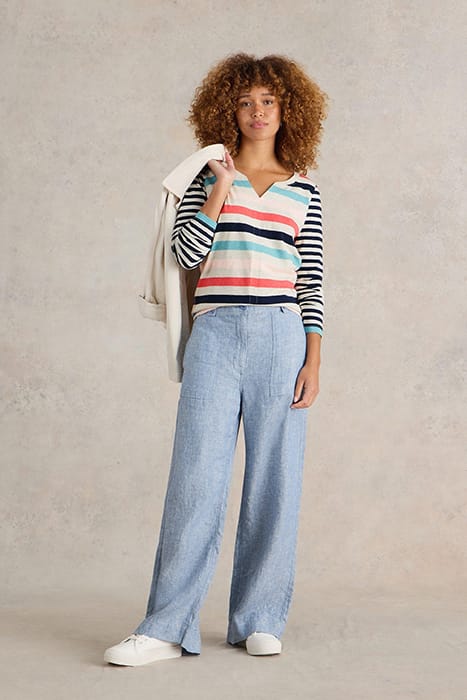 NELLY STRIPE LS TEE NATURAL MULTI 1