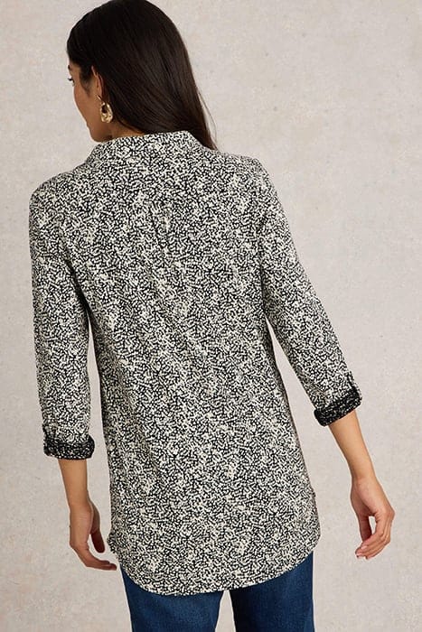 ANNIE LONGLINE SHIRT BLACK PRINT 2