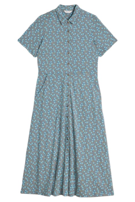 RUA JERSEY SHIRT DRESS TEAL PRINT 1
