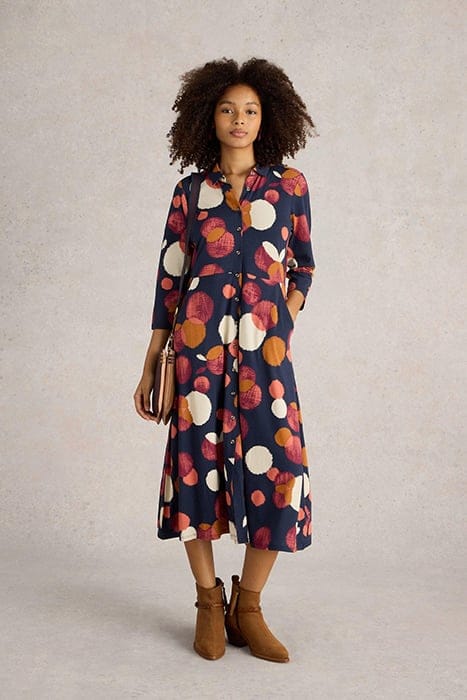 RUA JERSEY SHIRT DRESS NAVY PRINT 1