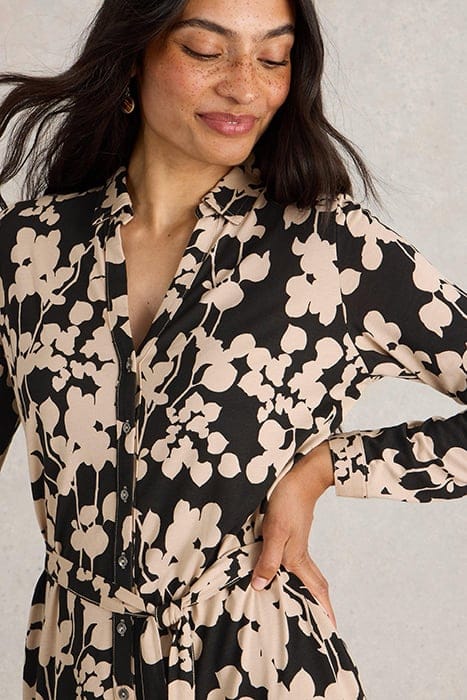 ANNIE JERSEY SHIRT DRESS BLACK PRINT 5