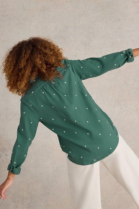 SOPHIE ORGANIC COTTON SHIRT GREEN MULTI 2